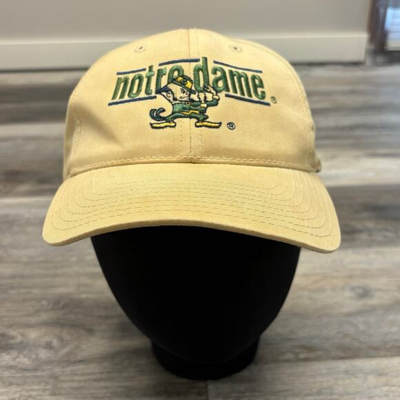 Vintage 90s‎  Notre Dame Fighting Irish Cream Green Mens OS Snapback Hat - Picture 1 of 8